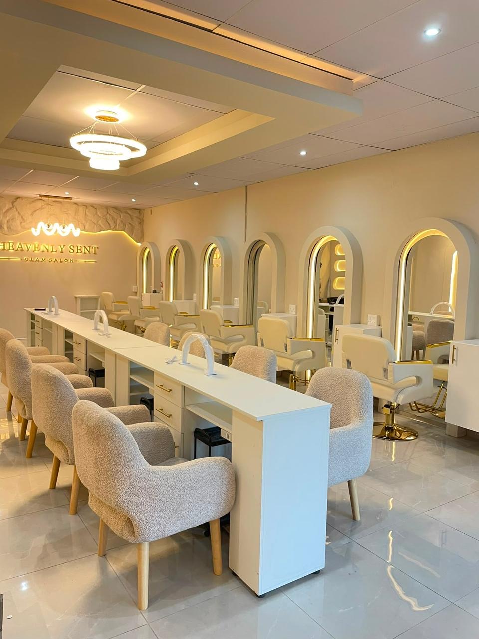 Luxury salon interior at Heavenly Sent Glam